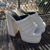 Luxuriöse handgefertigte Plateau-Keilsandalen mit Vollstrassteinen für Damen, modische Sommer-High-Heels, Pantoletten, klobige Schuhe