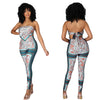 Summer Printed Two Piece Pants Set Sleeveless Crop Top Women Satin Fabric Stretchy Yoga Women 2 Pieces Sets Don Legging Set
