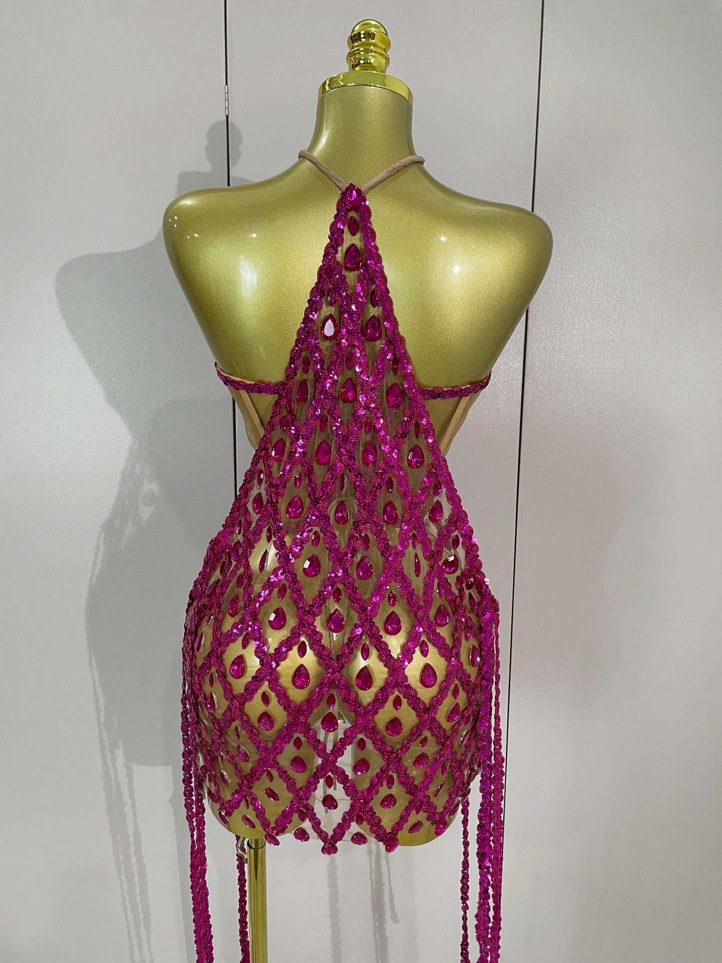 Sexy Sparkly Sequin Diamond Mesh Transparent Two Piece Set Women Celebrate Evening Party Birthday Dress Stage Photo Shoot Wear