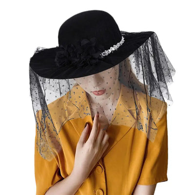 Damen Feder Blumen Faszinator Hüte Vintage Filz Fedora Hut Cocktail Teeparty Fischerhut mit Schleier Kirche Derby Hochzeitshut