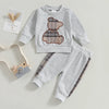 0-24M Baby Girls Autumn Clothes Newborn Toddler Long Sleeve Plaid Bear Pattern Tops Sweatshirt Pants Outfits Tracksuits