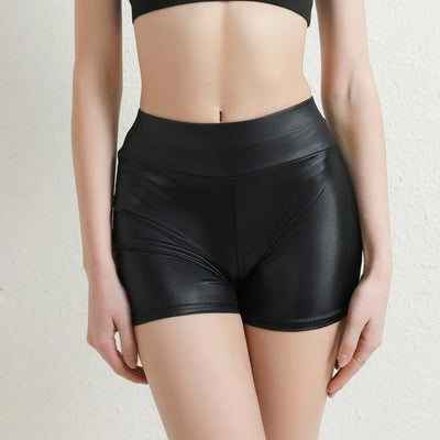 2023 Sexy Damen-Shorts Glänzend Elastisch Hohe Taille Glänzende Kunst-PU-Leder-Shorts Schmale Heiße Tanz-Clubwear Mini-Shorts