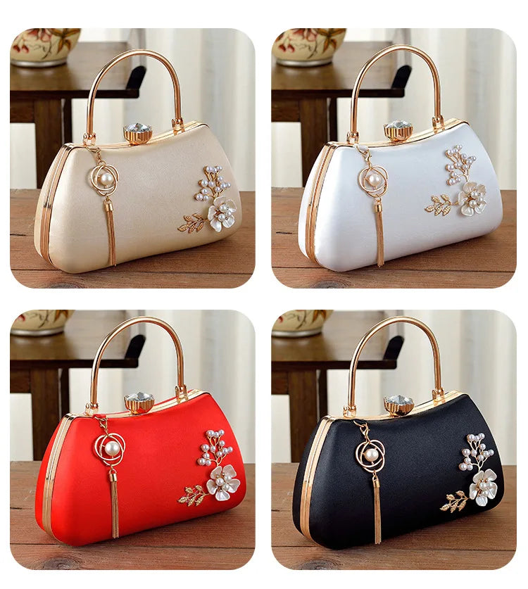 2025 Neue Damen Handgemachte Blumen Clutch Handtaschen Hochzeit Abend Geldbörsen Party Dinner Handtasche Für Damen 4 Farben