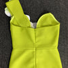 White Moth Orchids One Shoulder Yellow Green Ankle Length Bandage Dress Celebrity Party Evening Dress Woman Voaction Outfit