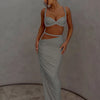 Nibber Sexy Women 2 Piece Set Bandage Ruched Square Collar Bra+Skinny Long Skirts 2025 Summer Vacation Beach Party Trend Suits