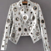 Lautaro Runway Cut Out Short Faux Leather Jacket Golden Rivet Cool Stylish Designer Clothes Women European American Fashion 2022