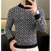 Herbst Winter Samt Strickpullover Herren Langarm Rundhalspullover Slim Fit Business Freizeit Strickwaren Tops Herrenbekleidung
