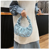 Fashion Pleated Handlebags for Women PU Cloud Bags Leisure Armpit Bag Shopping Shoulder Bags Dumpling Handbag Female Hand Bags