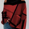 2024Damen Langarm Rollkragenpullover Damen Sexy schulterfrei ausgehöhlte lockere bedruckte T-Shirts 2024 Herbst Mode T-Shirt Top