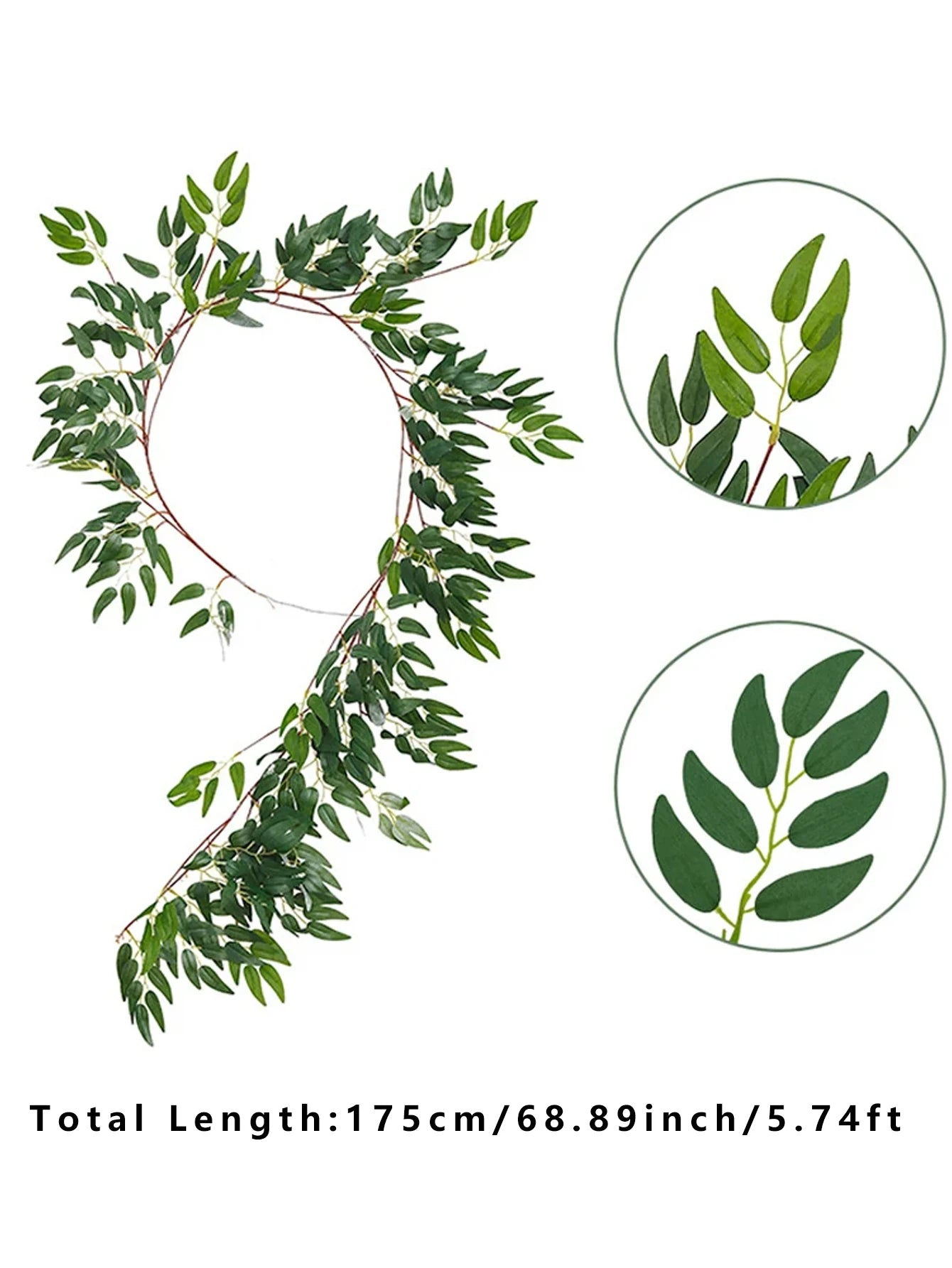 1pc Artificial Eucalyptus Leaves Greenery Garland Faux Plant Spring Vines with White Flowers Berries for Wedding Home Party Deco