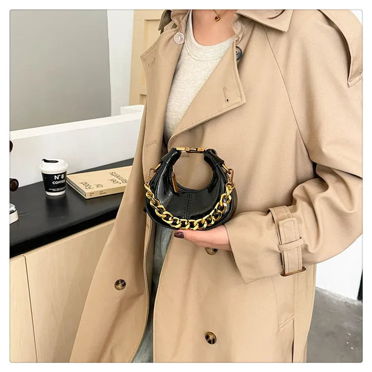 2024 Herbst Winter Mini Umhängetaschen für Damen Luxus Halbmond-Handtaschen für Damen Handtaschen mit Griff Weibliche kleine Tasche