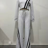 CM.YAYA Fashion Striped Splicing Women's Set Long Sleeve Sweatshirt and Sweat Pants Tracksuit 2024 Winter Two 2 Piece Set Outfit