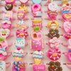 30/100pcs/Lot Wholesale New Cute Kids Finger Rings Party Pink Candy Ice Cream Donuts Cake Child Jewelry Open Adjust Gifts Girls