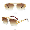KAMMPT Vintage Rimless Sunglasses Men Women Fashion Oversized Square Shades Eyewear New Double Bridge Gradient UV400 Sun Glasses