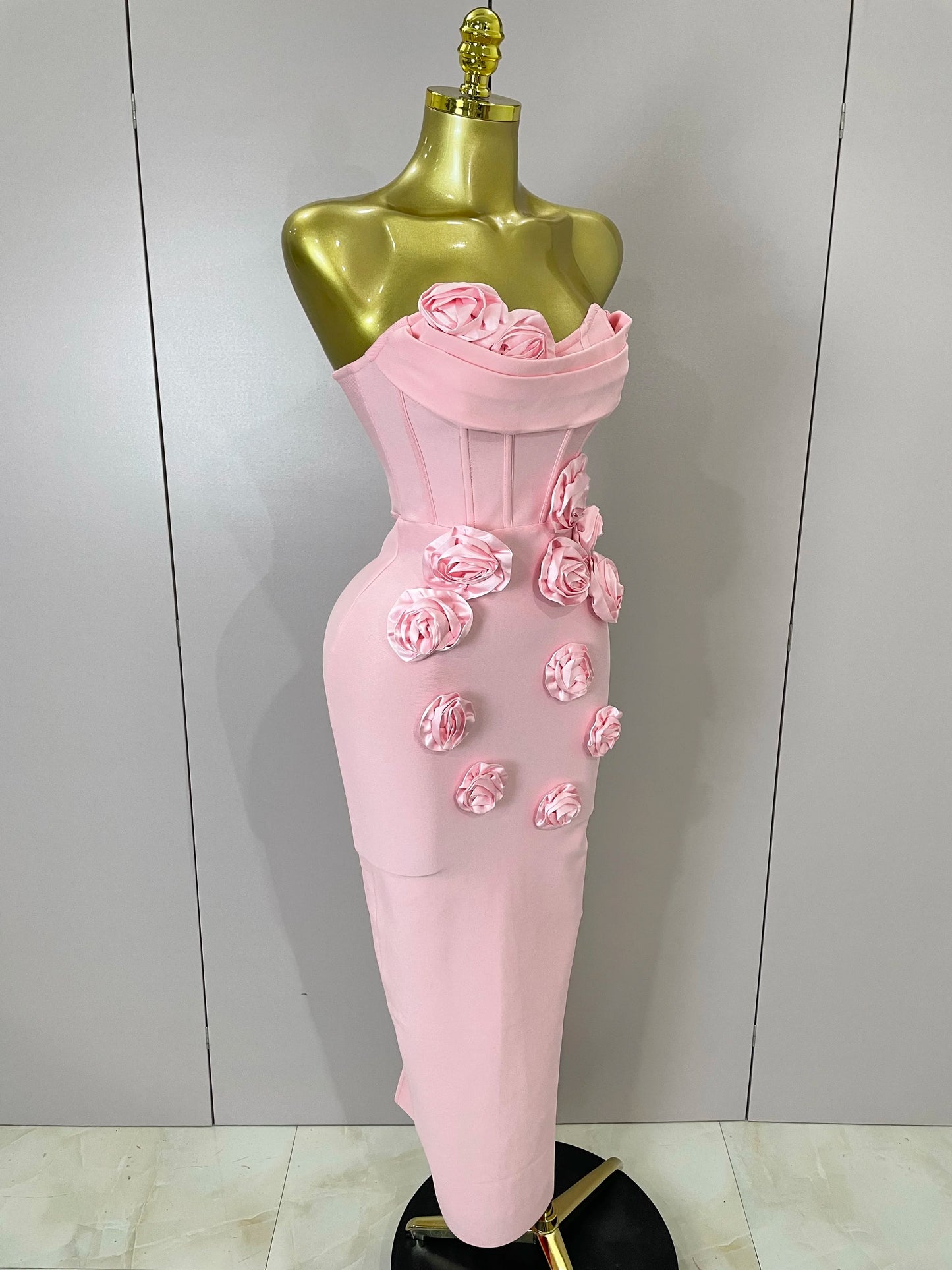 Sexy Fashion White Elegant Strapless Flower Bodycon Long Dress Women Casual Streetwear Club Birthday Party Slim Elegangt Dresses