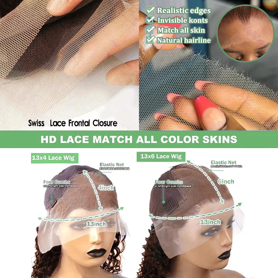 40 30 Inch Chocolate Brown Deep Wave Lace Front Wigs Human Hair #4 Colored 13x4 13x6 Hd Curly Lace Frontal Wigs Pre Plucked