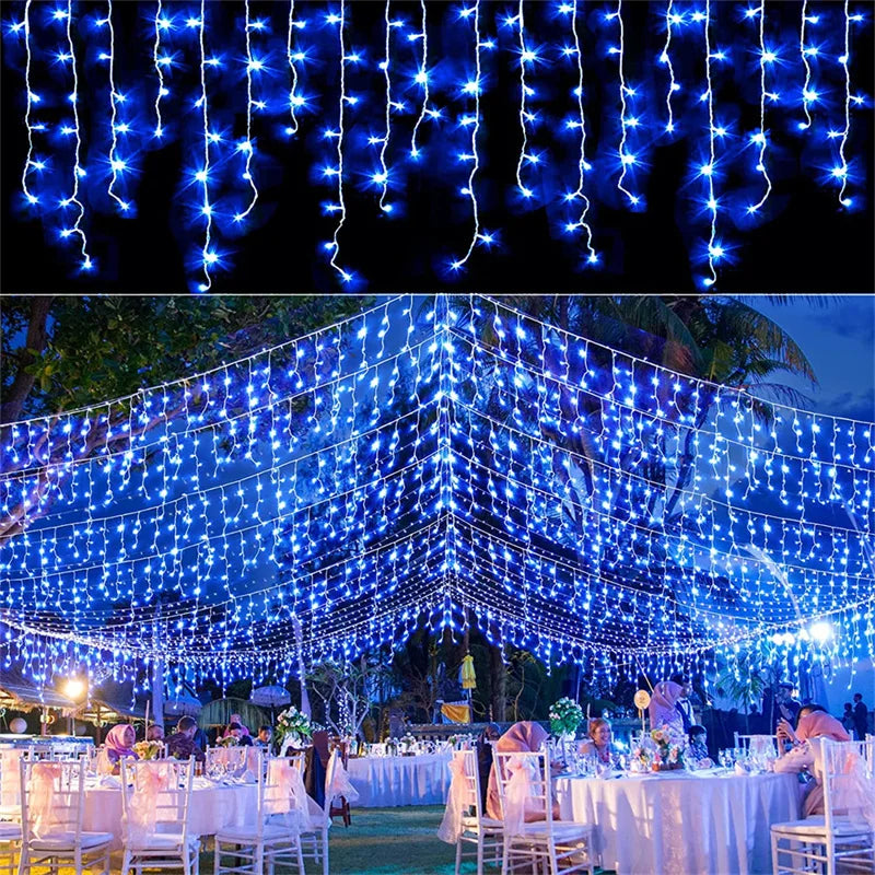Weihnachtslichterketten Wasserfall Außendekoration 5M Abhänge 0,4-0,6m Led Lichtervorhang Lichterketten Partygarten Traufendekoration