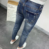Men's Korean Style Classic Jeans 2023 New Blue Ripped Jeans for Men Fashion Trendy Summer Skinny Ripped Hole Cargo Trousers