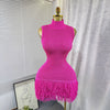 Joskaa 2025 Summer Women Elegant Round Neck Sleeveless Tassels Hem Bodycon Mini Knitted Dress Holiday Beach Party Clubwear