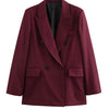 Elegant Blazers Women Office Wear Burgundy Long Blazer 2025 New Spring Casual Loose Suit Jackets Long Sleeve Business Outerwear