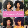 Afro Kinky Curly Wigs with Bangs 250% Density Brazilian Remy Human Hair Full Machine Made Wigs Short Afro Curly Wigs For Women