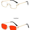 Halbrahmen Eckige Sonnenbrille für Damen Luxusmarke Kleine Metall Retro Rechteckige Schwarze Sonnenbrille Damen Mode Brille