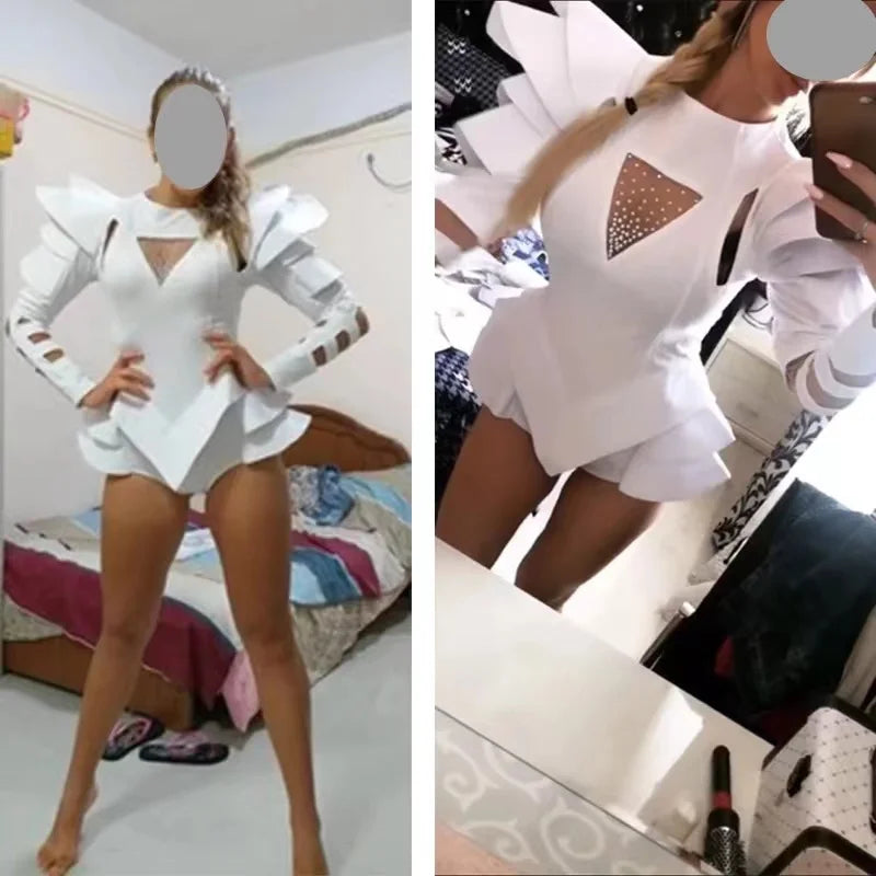 GOGO Dance Bodysuit DJ Leading Dance Rave Clothes Singer Stage Wear New Stage Costumes Women Nightclub Rhinestone Jumpsuit