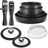 Induktions-Kochgeschirr-Set, 10-teilig, Antihaft-Topf- und Pfannen-Set mit abnehmbaren Griffen, für alle Herdarten, stapelbares Design, spülmaschinenfest/