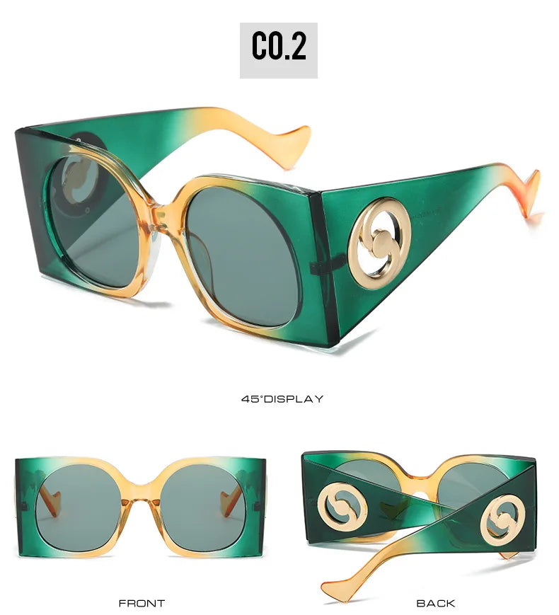 Colorful Square Sunglasses Women Men Two Color Frame Travel Sun Glasses Female Shades UV400 Male Gafas Oculos Brand Luxury