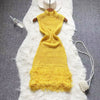 Fashion Tassel Knitted Short Sundress Women Sleeveless Stand Neck Elastic Bodycon Dress Beach Streetwear Bodycon Mini Dress
