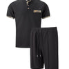 2025 Men Europe and the United States new summer Waffle solid color zip-up lapel short-sleeve suit shorts two sets