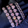 Iced Out Pink Cuban Armband für Frauen Hip Hop Gold Silber Farbe Kristall Herz Kreis Quadrat Armband 4Pcs Set Schmuck Geschenk