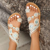 Sandals Women's Floral Pattern Hollow Out Toe Post Lace Flower Sandals Roman Style Open Toe Flat Shoes Women's Sandals