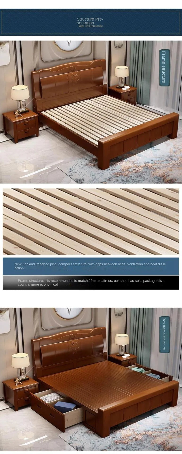 Europäisches Luxus-Schlafzimmer-Set, weich, modern, High-End-Aufbewahrung, Queen-Size-Schlafzimmer-Set, Holz, cool, Apartment, Möbel für Schlafzimmer
