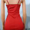 Dresses For Women 2022 Autumn Red Sexy Glamorous Party Rhinestone Sheer Mesh Spaghetti Strap V-Neck Bodycon Mini Cami Dress