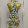 Sexy Sparkly Sequin Diamond Mesh Transparent Two Piece Set Women Celebrate Evening Party Birthday Dress Stage Photo Shoot Wear