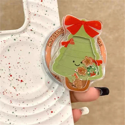 Niedliches Treibsand-Weihnachts-Cartoon Magnet-Halter Grip Tok Griptok Handy-Ständer Halterung Unterstützung für iPhone für iPad Magsafe Smart To