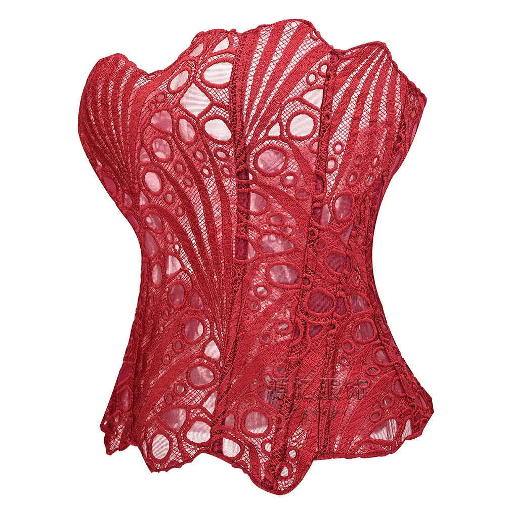 Hollow Out Corset Tops Irregular Hem Fishbone Underbust Top Slim Bandage Shapewear Bustier Korset Costumes Evening Party Corset