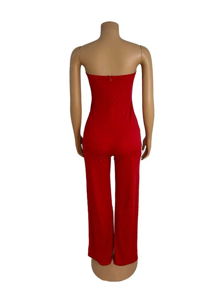 Damen Sommer Trägerloser Jumpsuit Sexy Einteiler Outfits Cut Out Taille Party Jumpsuit Kleidung Damen Langer Rückenfreier Overall