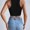 Women's Solid Ribbed Crop Tank Top Casual Sleeveless Basic Summer Top Comfortable Fit Fashionable Trendy