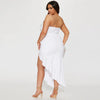 CM.YAYA Bowknot Side Women's Dress Set Strapless Crop Top and Ruffles Split Midi Maxi Long Skirt Suit Two 2 Piece Set Outfits