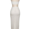 Weird Puss Elegant Women 2 Piece Set Midnight Thin Striped Knot Strapless Tops+Bandage Skirts 2023 Vacation Matching Clubwear