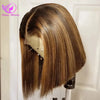 Highlight Perücken Echthaar Straight Bob Perücke 4/27 Ombre 13x4 Lace Front Echthaar Perücke 100% Remy Haar vorgezupft Transparente Spitze