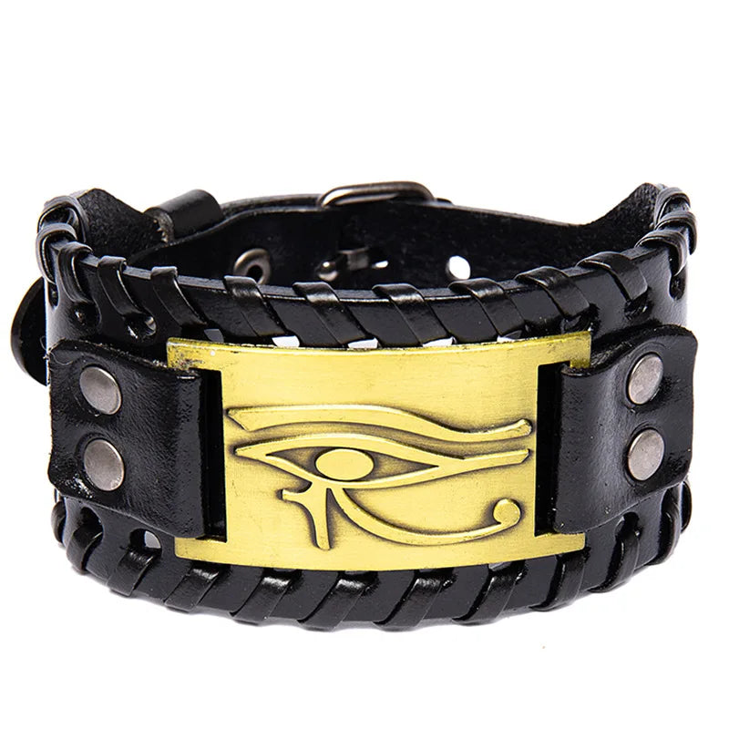New Retro Wide Leather Pirate Compass Bracelet Men's Bracelet Celtic Viking Jewelry Compass Bracelet Accessories Party Gifts