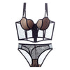 French Ladies Transparent Mesh Corset Sexy Shaper Thin Bra Set Night Club Sweet Cropped Top Girls Hot Bra and Panties Bralette