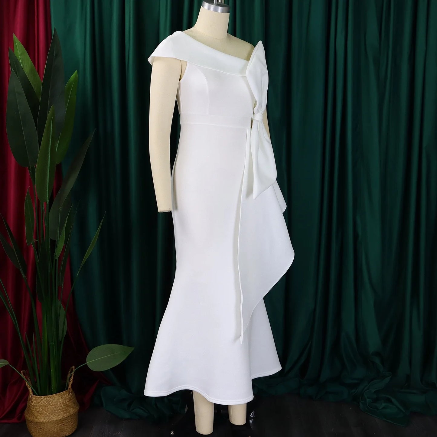 Elegante Kleider für Damen, One Shoulder, ärmellos, Rüschen, Meerjungfrauen-Schnitt, bodenlang, luxuriös, für Geburtstagsfeiern, Dinner, Vestidos Mujer Kleid