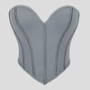 Women'S Strapless Solid Bustier Corset Fishbone Push Up Waist Trainer Crop Tops Sleeveless Backless Padded Bandeau Bikini Top