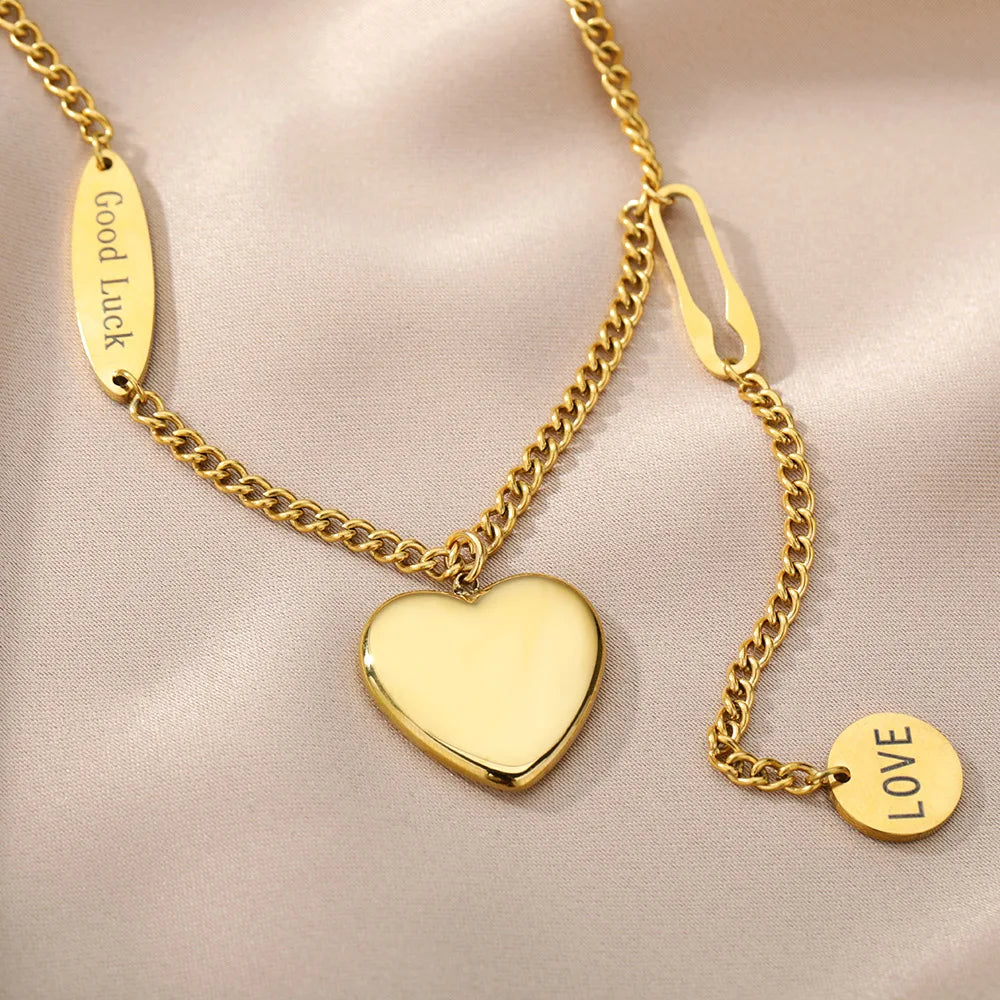 Double Layer Hollow Clavicle Chain Stainless Steel Necklace For Women Punk Hip-Hop Streetwear Jewelry Dropshipping