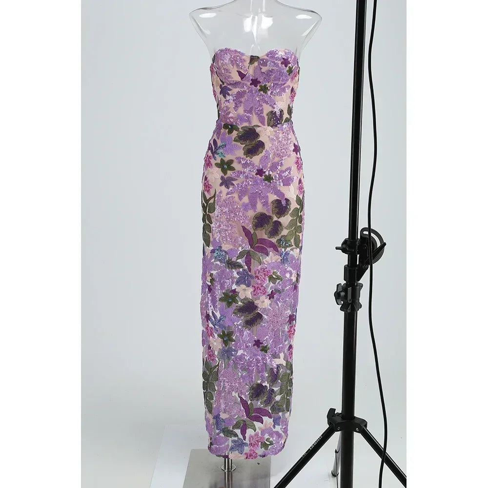 2025 Sommer Neuer BH Heavy Industry Pailletten Split Langes Kleid Damen Elegantes Promi Club Party Abendkleid Großhandel