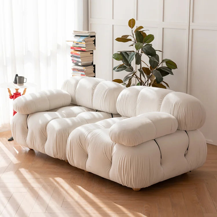 Customized Italian Minimalist Tofu Block Sofa Medieval Furniture Lamb Velvet Simple Cream Wind Fabric Module Sofa Sofa Couch